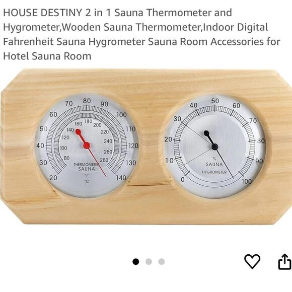 Sauna Thermometer Fahrenheit Hygrometer Gauge 2in1 Indoor Home Sauna Thermostat - Picture 2 of 10